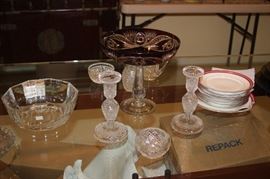 Waterford and Bohemian crystal.