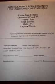 Gate clearance form.