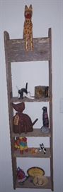 rustic wood shelf home decor cat