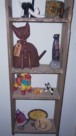 cat rustic wood shelf