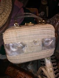 Lucite and straw vintage purse