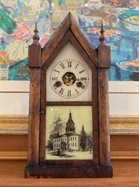 Antique Atkins Clock with Reverse Painting