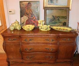 Sideboard, Italian Porcelain & Original Artwork