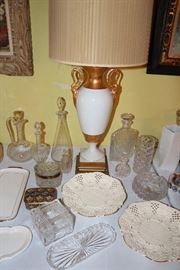 Baccarat, glass & antique porcelain