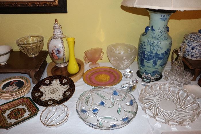Glass, Antique porcelain, Baccarat, Asian lamp