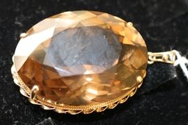 Gold & Smoked Quartz Pendant