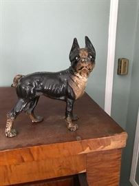 Cast iron bulldog with original surface and paint.