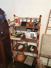 Vintage bamboo shelf unit.
