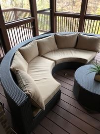 Circular sectional outdoor furniture.