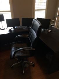 Office furniture and leather office chair.