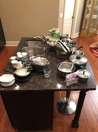 Kitchenware, pots and pans.