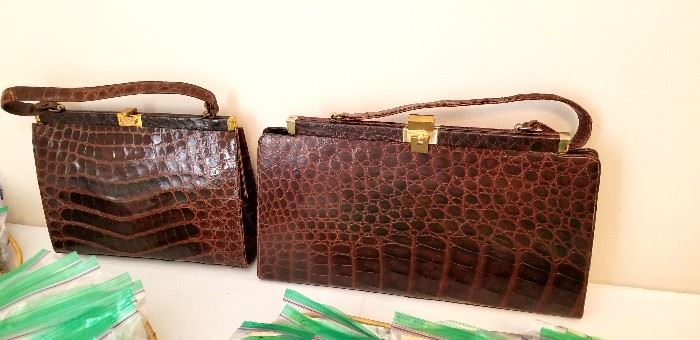 Great pair of vintage alligator bags