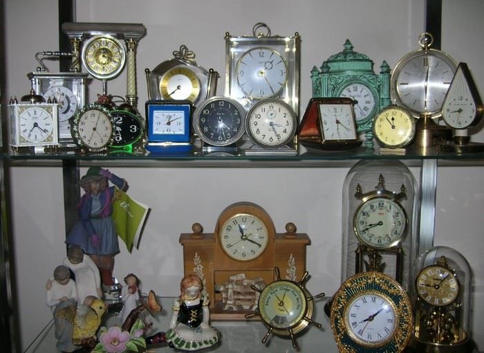 Clocks!  Some work .... some need work. But included in this picture is a Marshall Field's clock, a United Fireplace clock (it works), some anniversary clocks, travel alarms .... great pieces including a lot of retro designs.