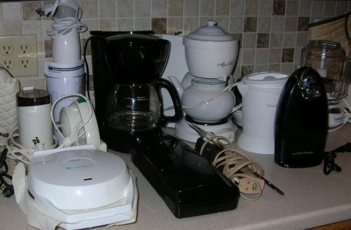 Waffle iron, coffee makers, other small kitchen appliances.