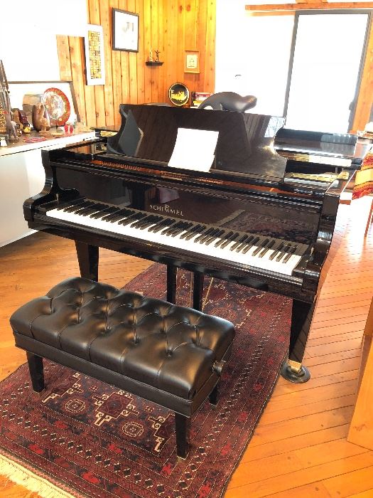  A wonderful 1999 Schimmel black lacquer grand piano Model SP 182 T #328569 in beautiful condition (about 72" long & 58.5" wide). With original bench