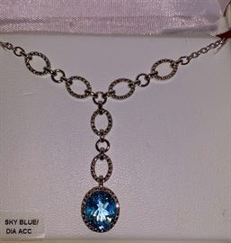 Sky blue topaz and diamond necklace.