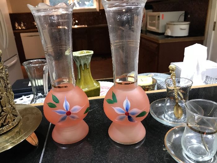 Vintage hand painted vases