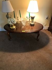 Coffee table and several lamps