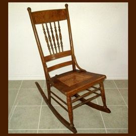 Antique Caned Seat Rocking Chair 