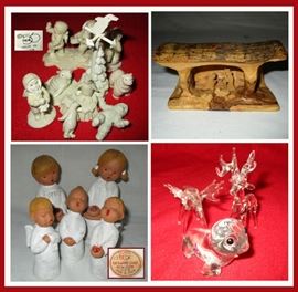 Dept 56 Cast Iron Miniatures, Small Carved Nativity, Glass Critters and Beck Giftware Corp Angels 