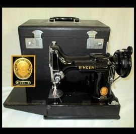 Second of Two Singer Featherweight Sewing Machines both with Original Cases 