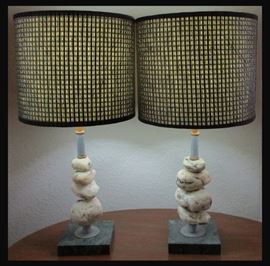 Pair of Cool Lamps with Rock Bases