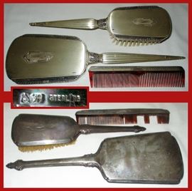 Sterling Silver Antique Brush, Comb and Mirror Sets