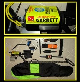 Garrett Sea Hunter Mark II Metal Detector; Use on Land or Underwater, Only Used a Few Times. Comes complete with headphones, case, knife, spade and hand held detector 