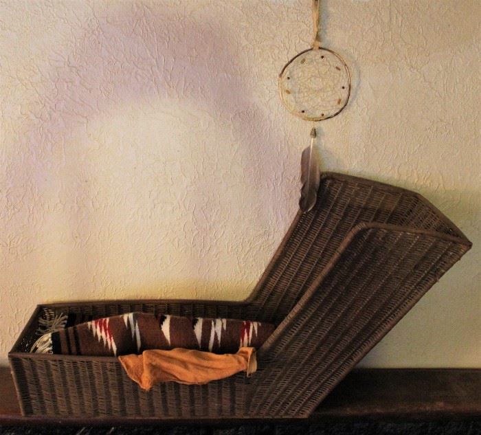 Antique Primitive Woven Basket Baby Cradle