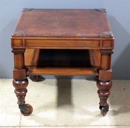 South Cone Handmade Furniture Leather Topped End/Occasional Table, 26"H x 27" x 27"