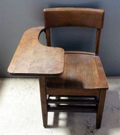Old-Fashioned School Chair With Arm Table