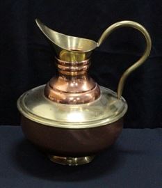 Large Copper And Brass Style Ewer 14.5"H x 12"Dia