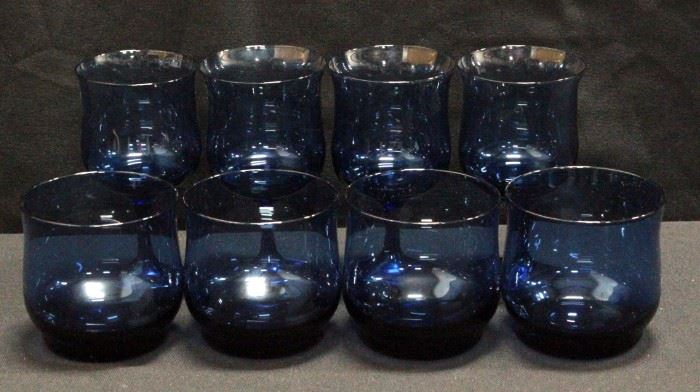 Cobalt Blue Wine Glasses (4) And High Ball Glasses (4)