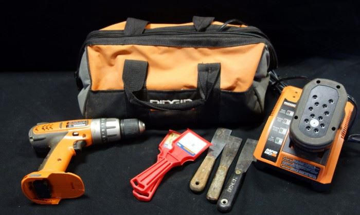 Ridgid Drill Model R83001 With Charger And Battery In Bag And More