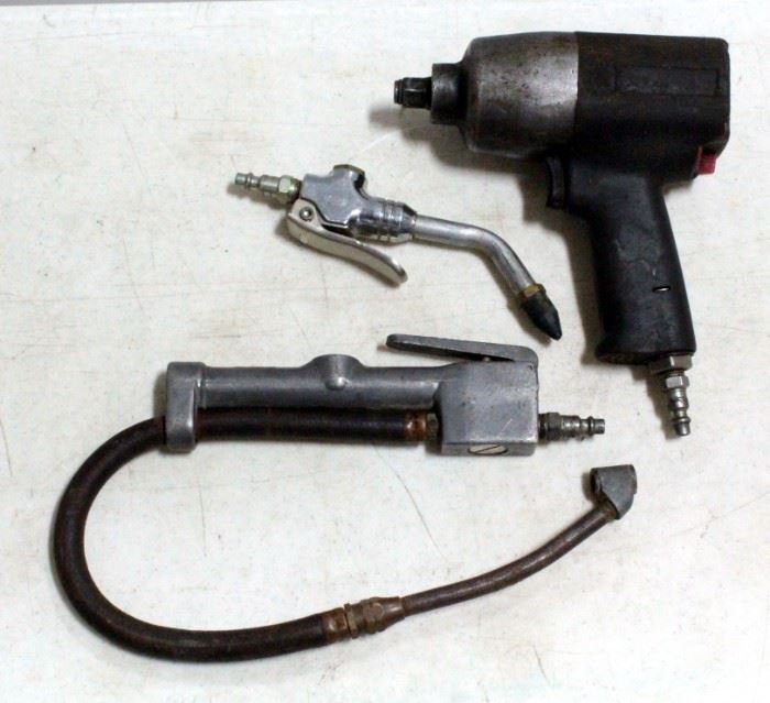 Ingersoll Rand 1/2" Impact Driver, Milton Pneumatic Inflator Gauge And Air Nozzle