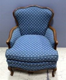Low Backed Upholstered Parlor Chair With Wood Accents, 33"H x 27"W x 30"D