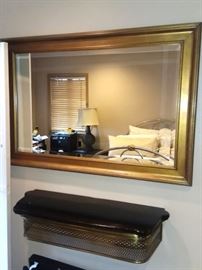 Wall Shelf and Gold Tone Framed Mirror