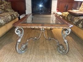 Wood, Glass and Metal Coffee Table