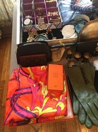 Hermes Scarf, Cards, Gloves, and Purses