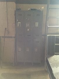 Sets of Lockers and large wooden ladder 