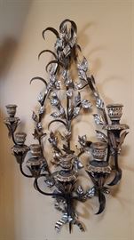 Large ornate metal candelabra wall sconce