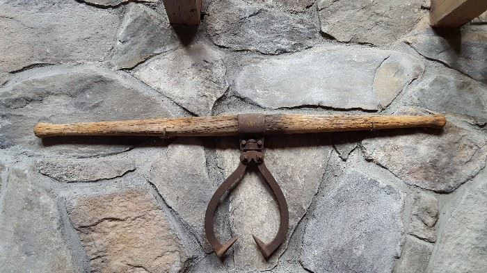 Two-man antique ice tongs / logging / timber carrier