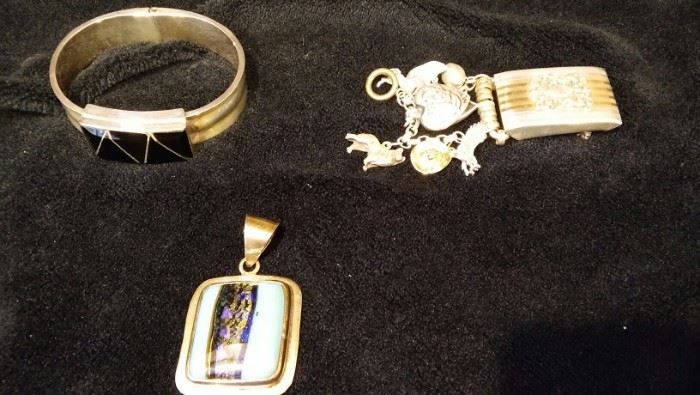 Sterling Bracelet, Pendant, and Belt