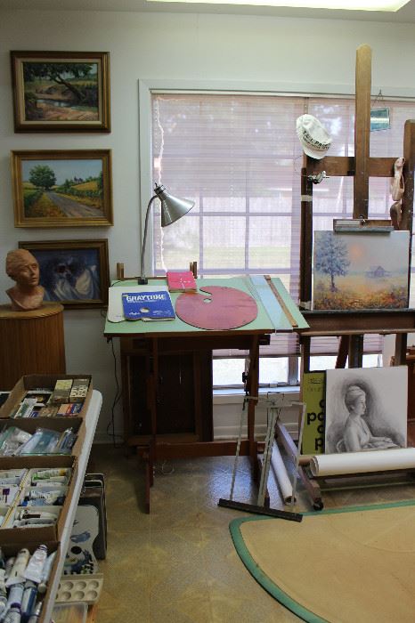 Sculpture, Oil On Canvas, Art Drafting Table, Art Easel And More!