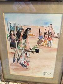 Bruce Lubo/Navajo watercolor of Pueblo dance