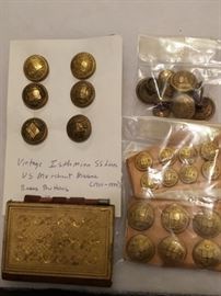 Vintage Isthimian SS Lines US Merchant Marines Brass Buttons