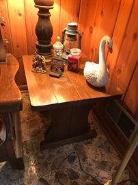 Great planked wood end tables - very farmhousy