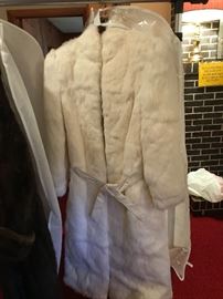Great rabbit coat. Size small.  Beautiful leather belt