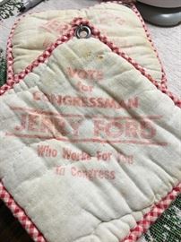 Vintage pot holders (2) from Jerry Ford’s early congressional career.