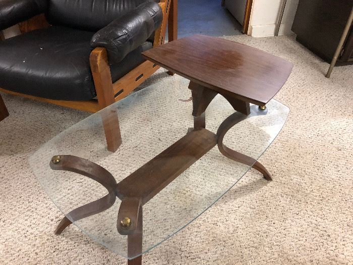 mid-century glass end table